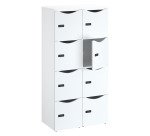 Casier bureau lockers 8 cases corps blanc - H 170,9 cm - portes mélaminées -serrure à code + clé de secours