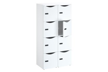 Casier bureau lockers 8 cases corps blanc - H 170,9 cm - portes mélaminées -serrure à code + clé de secours
