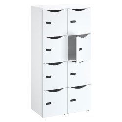 Casier bureau lockers 8 cases corps blanc - H 170,9 cm - portes mélaminées -serrure à code + clé de secours
