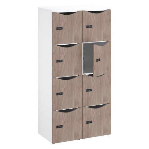 Casier Büroschränke 8 Fächer weißer Korpus - H 170,9 cm - Melamintüren - Zahlenschloss + Notfallschlüssel