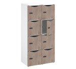 Casier bureau lockers 8 cases corps blanc - H 170,9 cm - portes mélaminées -serrure à code + clé de secours