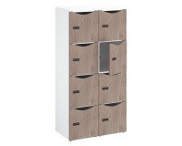 Desk locker 8 compartments white body - H 170.9 cm - melamine doors - code lock + spare key