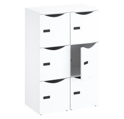 Office locker cabinet 6 compartments white body 132.9 cm - laminated doors - code lock + spare key