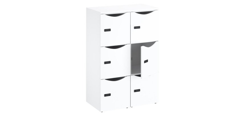 Casier de bureau Lockers 6 cases - Corps blanc - H 127,7 cm