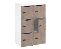 Casier Büroschränke 6 Fächer Korpus weiß 132,9 cm - Melamin-Türen - Zahlencode-Schloss + Notfallschlüssel