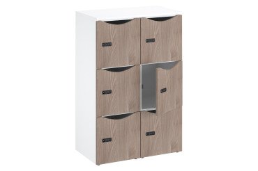 Lockers office lockers 6 compartments white body melamine door 132.9 cm - code lock + emergency key