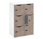 Casier bureau lockers 6 cases corps blanc 132,9  cm - portes mélaminées  - serrure à code + clé de secours