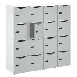 Casier bureau lockers 16 cases corps blanc porte couleurs  H 170,9 cm  - serrure à code + clé de secours