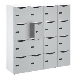 Office locker cabinet 16 compartments white body coloured doors H 170.9 cm - code lock