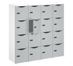 Casier bureau lockers 16 cases corps blanc - H 170,9 cm  - portes laquées - serrure à code + clé de secours