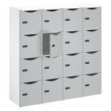 Casier bureau lockers 16 cases corps blanc - H 170,9 cm  - portes laquées - serrure à code + clé de secours
