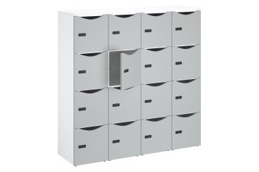Casier bureau lockers 16 cases corps blanc - H 170,9 cm  - portes laquées - serrure à code + clé de secours