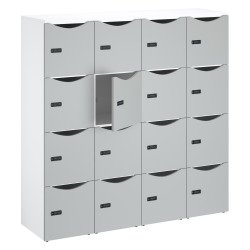 Casier bureau lockers 16 cases corps blanc - H 170,9 cm  - portes laquées - serrure à code + clé de secours