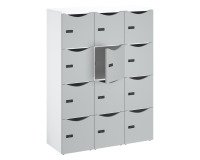Casier de bureau lockers 12 cases corps blanc H 170,9 cm porte couleurs - serrure à code + clé de secours