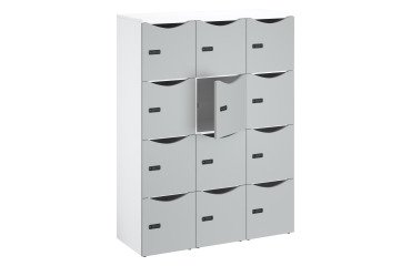 Casillero de oficina taquillas 12 compartimientos cuerpo blanco H 170,9 cm puerta colores - cerradura con código + llave de repuesto
