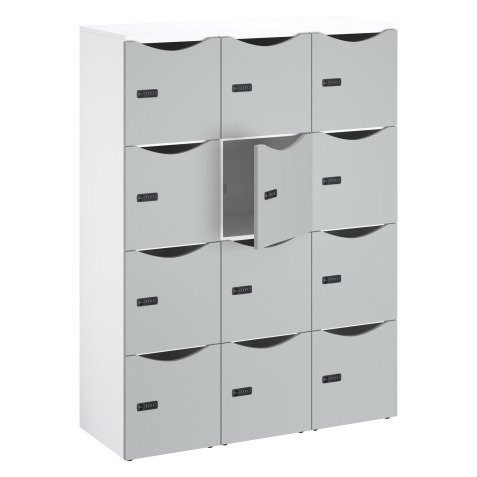 Office locker unit 12 compartments white body H 170.9 cm door colors - code lock + emergency key
