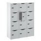 Office locker unit 12 compartments white body H 170.9 cm door colors - code lock + emergency key