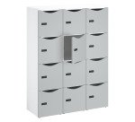 Casier de bureau lockers 12 cases corps blanc H 170,9 cm porte couleurs - serrure à code + clé de secours