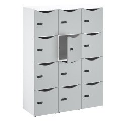 Casier de bureau lockers 12 cases corps blanc H 170,9 cm porte couleurs - serrure à code + clé de secours