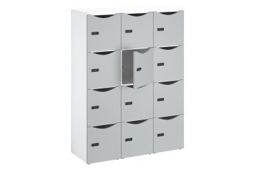 Casier de bureau lockers 12 cases corps blanc H 170,9 cm porte couleurs - serrure à code + clé de secours