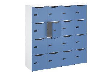 Casier bureau lockers 16 cases corps blanc - H 170,9 cm  - portes laquées - serrure à code + clé de secours
