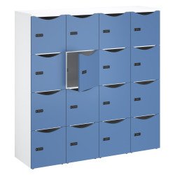 Casier bureau lockers 16 cases corps blanc - H 170,9 cm  - portes laquées - serrure à code + clé de secours