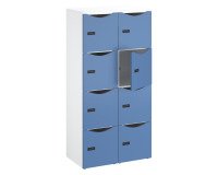 Casilleros de oficina con 8 compartimentos, cuerpo blanco - Altura 170,9 cm - Puertas lacadas - Cerradura con código + llave de repuesto