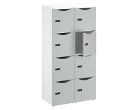 Fachbüro-Schränke 8 Fächer Korpus Weiß - H 170,9 cm - Lacktüren - Zahlenschloss + Notfallschlüssel