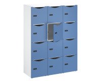 Casillero de oficina taquillas 12 compartimientos cuerpo blanco H 170,9 cm puerta colores - cerradura con código + llave de repuesto