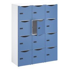 Casier de bureau lockers 12 cases corps blanc H 170,9 cm porte couleurs - serrure à code