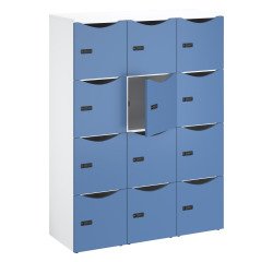 Office locker unit 12 compartments white body H 170.9 cm door colors - code lock + emergency key