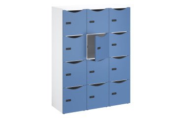 Casillero de oficina taquillas 12 compartimientos cuerpo blanco H 170,9 cm puerta colores - cerradura con código + llave de repuesto