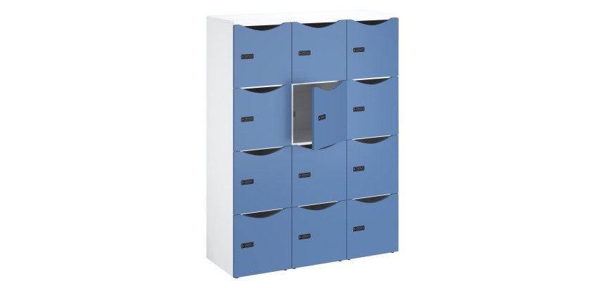 Casier de bureau Lockers 12 cases - Corps blanc - H 169,5 cm