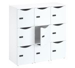 Casillero de oficina con 9 compartimentos, cuerpo blanco - Altura 132,9 cm - puertas de melamina - cerradura con código + llave de repuesto