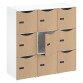 Casier bureau lockers 9 cases corps blanc - H 132,9  cm - portes mélaminées - serrure à code + clé de secours