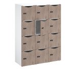 Office locker 12 compartments white body melamine door H 170.9 cm - code lock + spare key