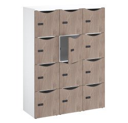 Office locker 12 compartments white body melamine door H 170.9 cm - code lock + spare key