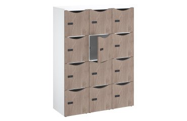 Schließfachbüro-Schließfächer 12 Fächer weißer Korpus melaminbeschichtete Tür H 170,9 cm - Zahlenschloss + Notfallschlüssel