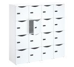 Casillero de oficina, taquillas 16 compartimentos, cuerpo blanco - Altura 170,9 cm - puertas de melamina - cerradura con código + llave de repuesto