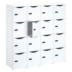 Casier bureau lockers 16 cases corps blanc - H 170,9 cm - portes mélaminées - serrure à code + clé de secours