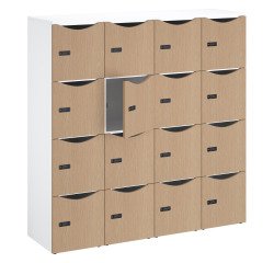 Locker office lockers 16 units white body - H 170.9 cm - melamine doors - code lock + emergency key