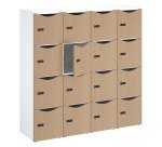 Casier bureau lockers 16 cases corps blanc - H 170,9 cm - portes mélaminées - serrure à code + clé de secours