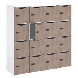 <div>Office locker cabinet 16 compartments, white body, melamine door H 170.9 cm - code lock + emergency key </div>