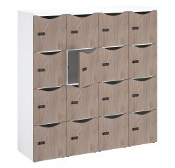 Locker office lockers 16 units white body - H 170.9 cm - melamine doors - code lock + emergency key