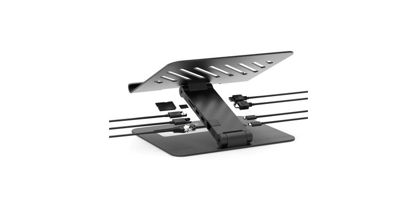 Support ordinateur portable avec station d'accueil USB-C intégrée Port
