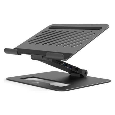 Portable computer stand with integrated USB-C docking station Port