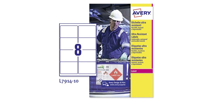 Etichette autoadesive Avery in polietilene bianco 99,1 x 67,7 mm per superficie curve
