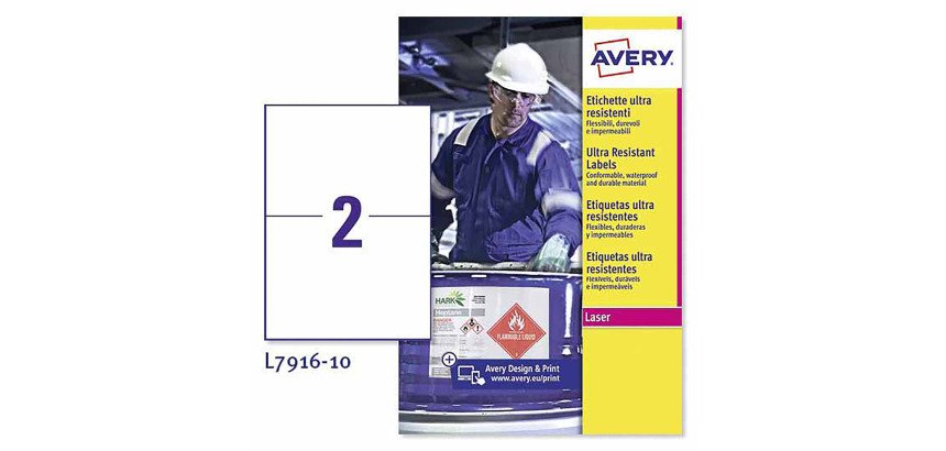 Etichette autoadesive Avery in polietilene bianco 210 x 148 mm per superficie curve