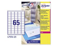 Etichette autoadesive Avery in poliestere trasparente 38,1 x 21,1 65 etich/foglio 1625 etich/pacco