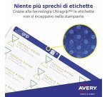Etichette adesive Avery in carta bianca 63.5 x 46.6 18 etich/foglio 1800 etich/pacco